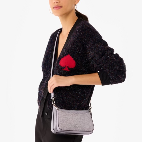 ♠️Kate Spade Duet Metallic Glitter Crossbody Duo Bag, Seawater Green NWT - Picture 6 of 6